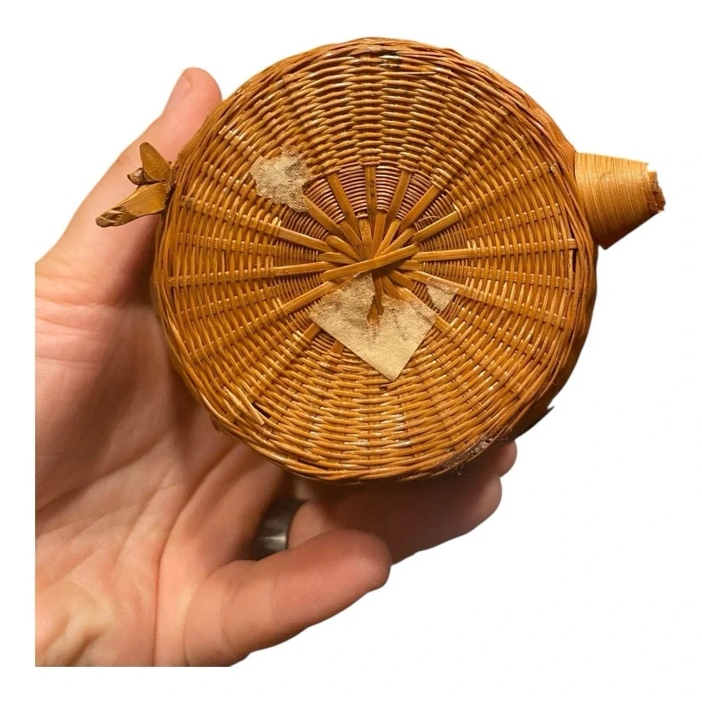 VTG Woven Wicker Rattan OWL BASKET Mini Planter Potpourri Holder Shelf Art‎ 6
